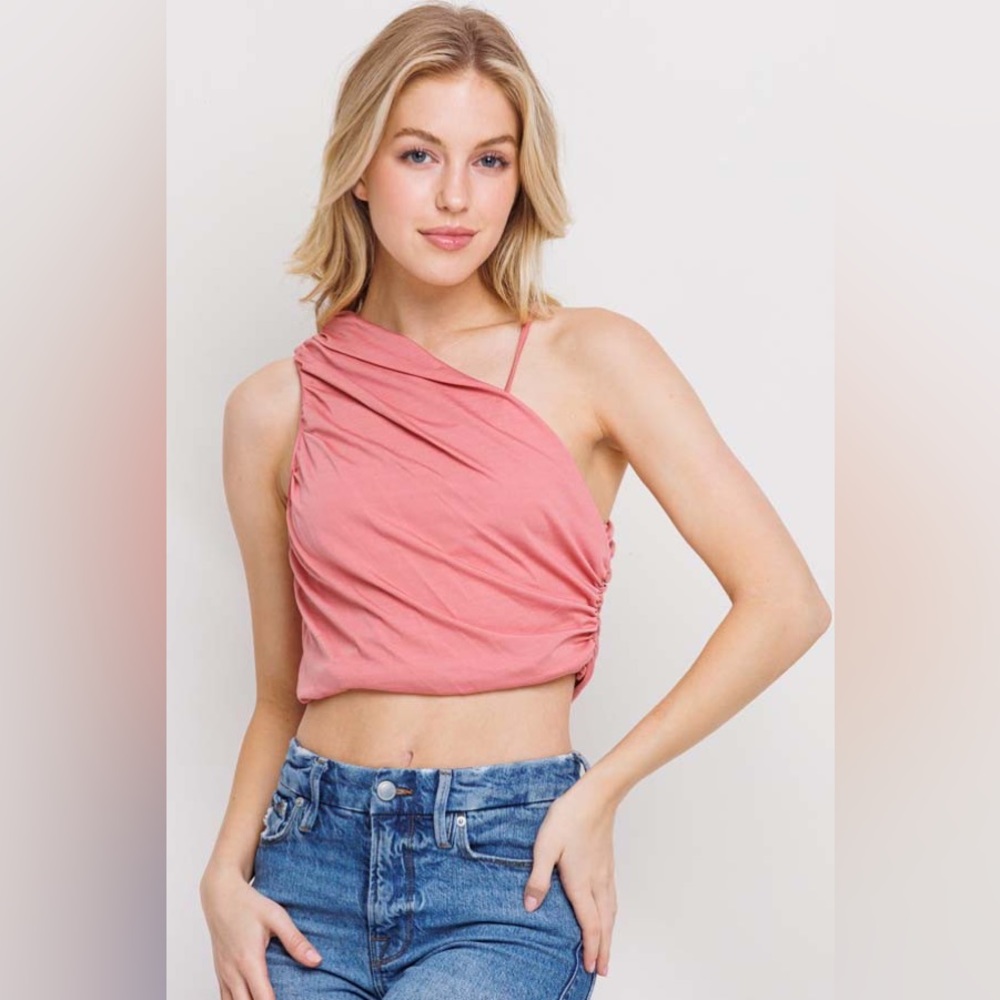 Matte Jersey One Shoulder Crop Top